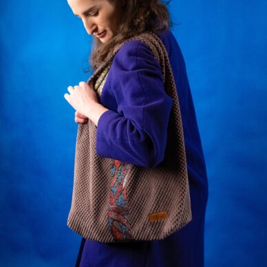 Torba na ramię - brązowy sztruks