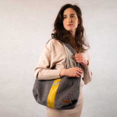 Torba na ramię - grafitowy sztruks