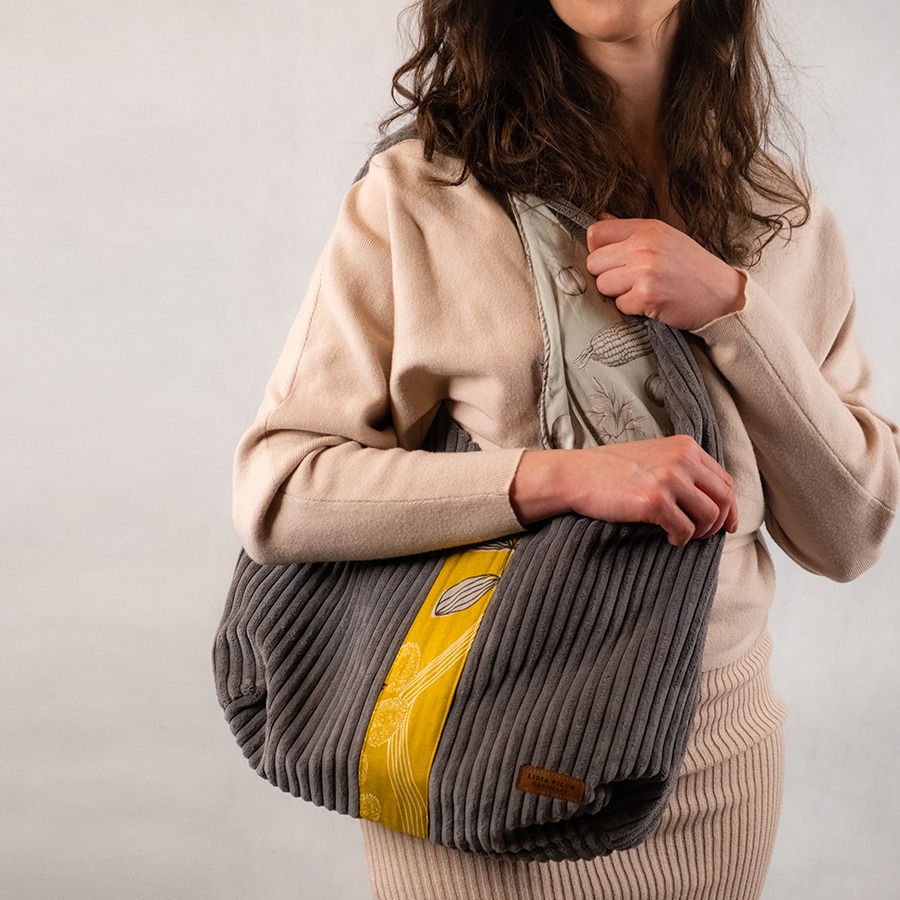 Torba na ramię - grafitowy sztruks - obrazek 2