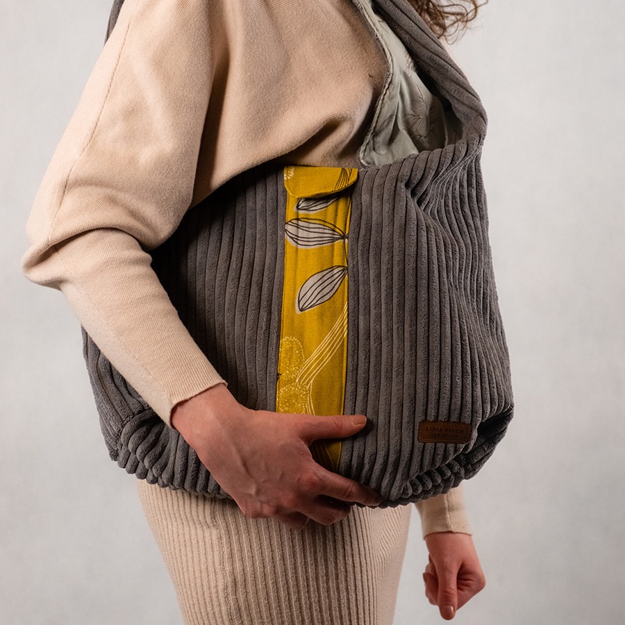 Torba na ramię - grafitowy sztruks - obrazek 3