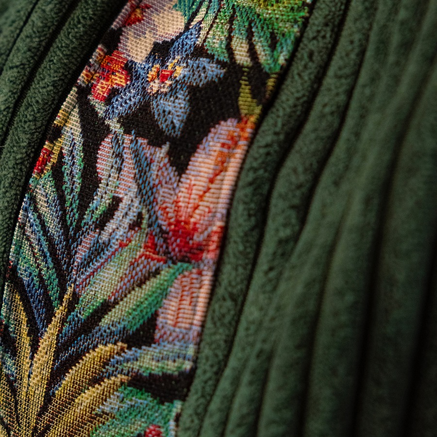 Torba na ramię - zielony sztruks z fantazyjnym motywem - obrazek 6