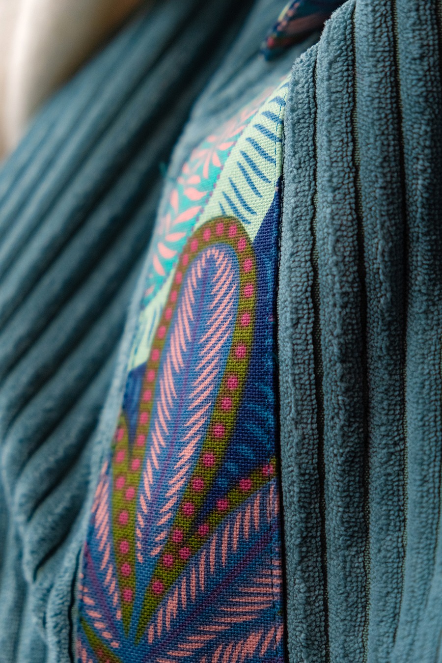 Torba na ramię - błękitny sztruks - obrazek 9