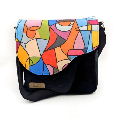 Torba listonoszka – czarny z abstrakcją