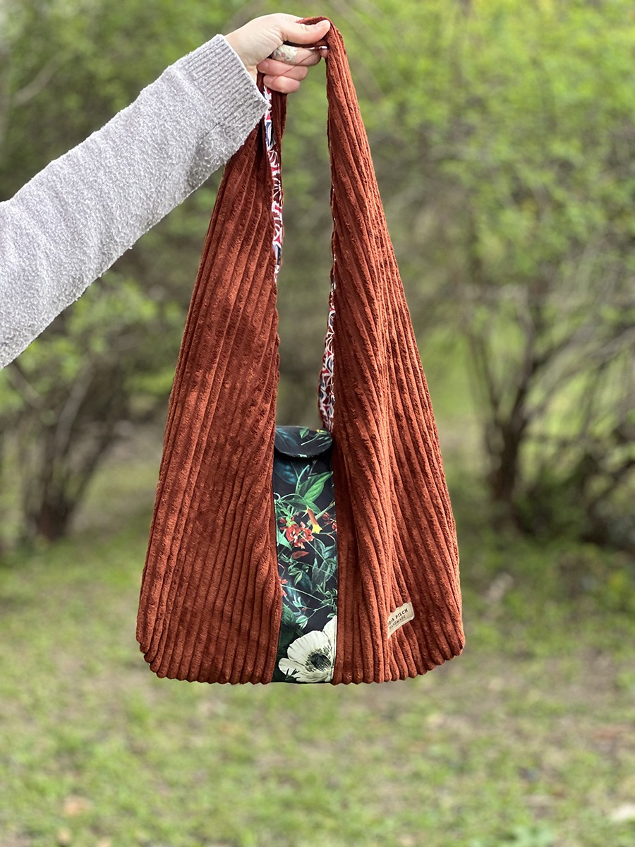 Torba na ramię - ruda z ciemnym motywem - obrazek 2