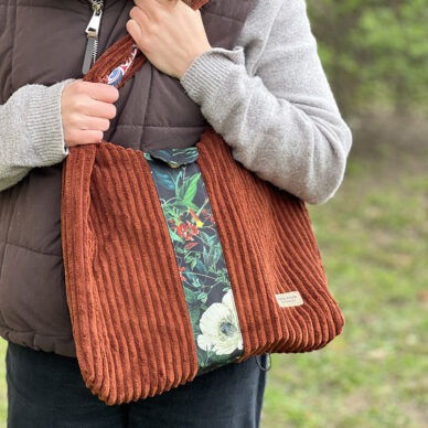 Torba na ramię - ruda z ciemnym motywem