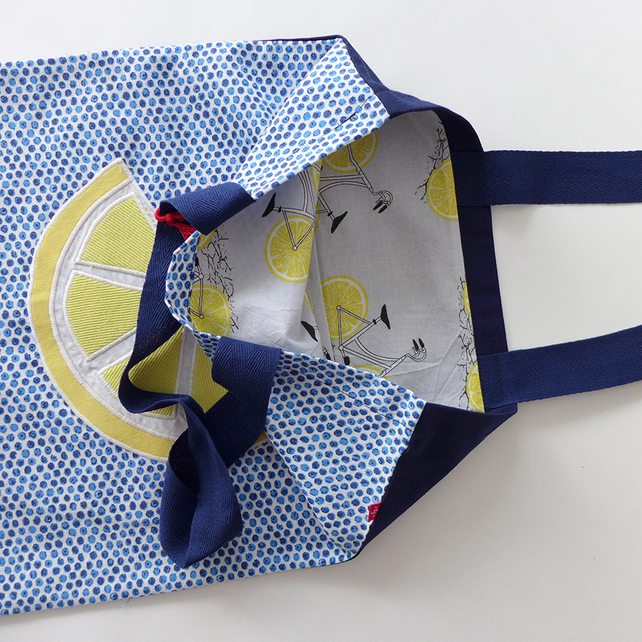 Torba z haftem i aplikacją – cytryna, kropki - obrazek 4