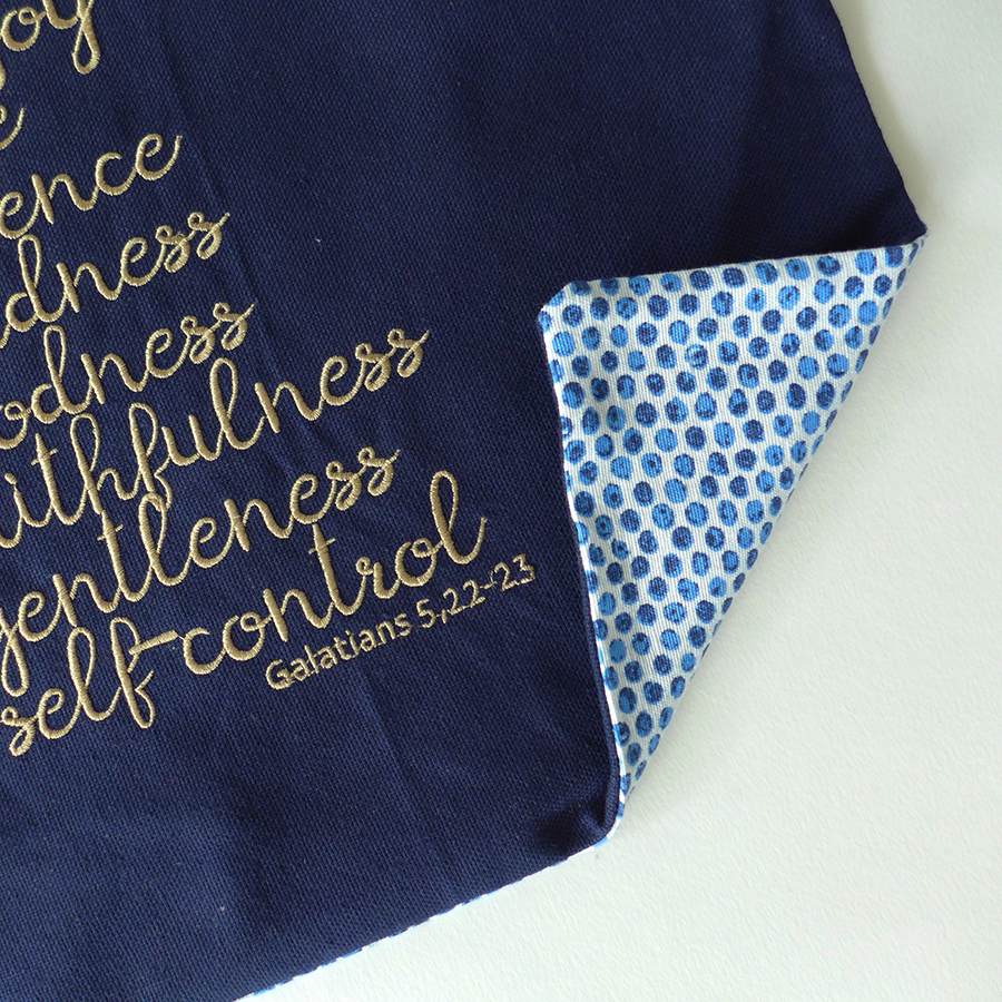 Torba z haftem i aplikacją – cytryna, kropki - obrazek 3