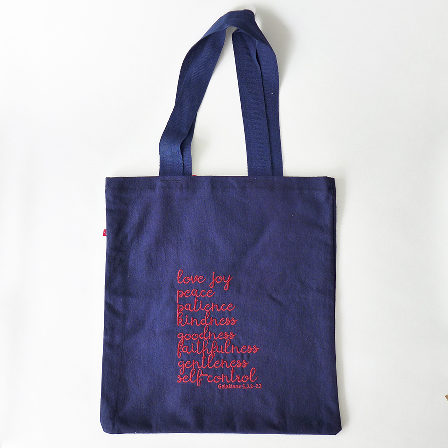 Torba z haftem i aplikacją – jabłko - obrazek 2